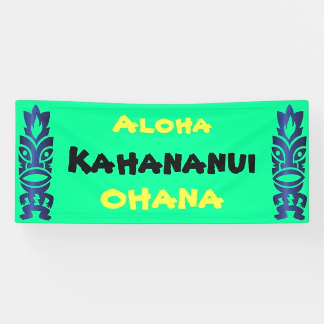 Tiki Tropical Hawaiian Aloha Ohana Family Wiederse Banner (Horizontal)