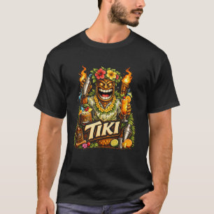 Tiki Tropische Maske Hibiskus Fackel Insel Bar Vib T-Shirt