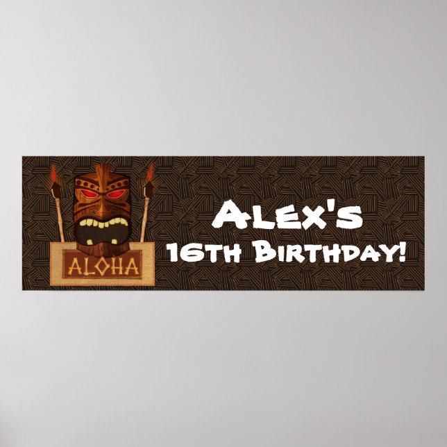 Tiki Vintag Retro ALOHA Luau Party Banner Poster (Vorne)