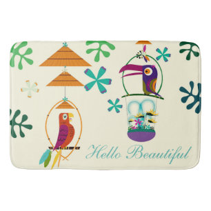 Tiki-Vögel Geburtstagsfeier Vintage Retro Maßanfer Badematte