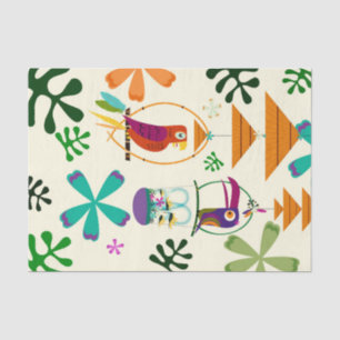 Tiki-Vögel Modern Vintage Retro Tropisch Seidenpapier