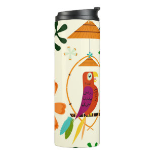 Tiki Vögel Modern Vintage Retro Whimsical Thermosbecher