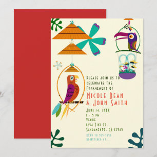 Tiki-Vögel Retro Vintage Luau Party Einladungen