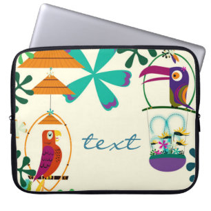Tiki-Vögel Vintage Retro Art personalisiert Laptopschutzhülle