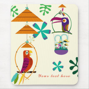 Tiki-Vögel Vintage Retro Art personalisiert Mousepad