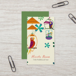 Tiki-Vögel Vintage Retro Art personalisiert Visitenkarte
