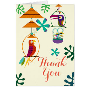 Tiki-Vögel Vintage-Retro-Kunst Danke