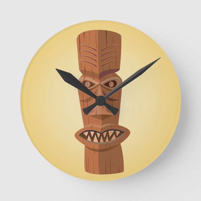 Tiki Wall Clock Runde Wanduhr (Vorderseite)