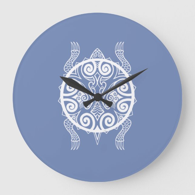 Tiki Warrior Turtle Tattoo Große Wanduhr (Vorderseite)