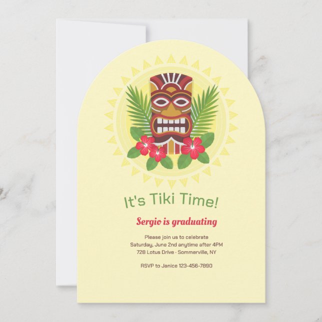 Tiki-Zeit Einladung (Vorderseite)