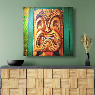Tiki-Zeit Vintage Retro Hawaii Holz-Tiki-Gesicht Leinwanddruck