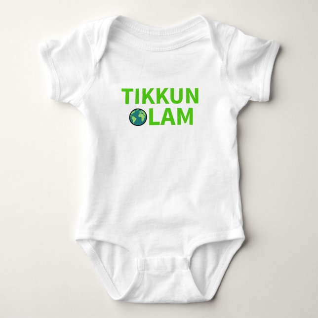 Tikkun Olam Lil Mitzvah Jüdische Weltreparatur Baby Strampler (Vorderseite)