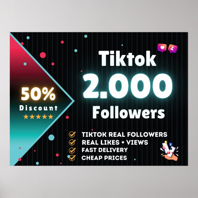Tiktok 2.000 Followers | Kaufen Sie Tiktok Followe Poster (Vorne)