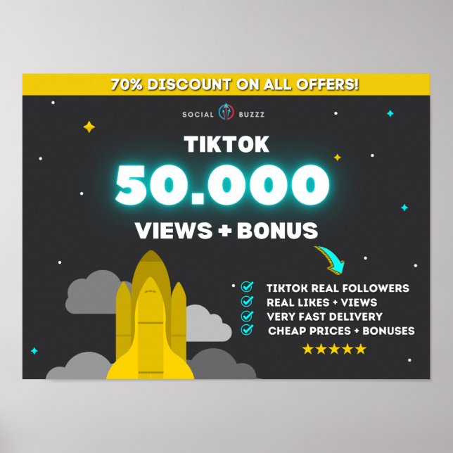 Tiktok 50K Ansichten + 10K Likes | Tiktok Follower Poster (Vorne)