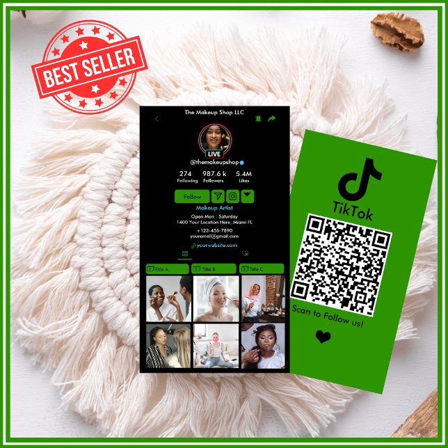 TikTok Custom Green QR Code Social Media Visitenkarte (Von Creator hochgeladen)