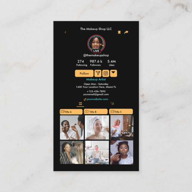 TikTok Peach Social Media QR Code Visitenkarte (Vorderseite)