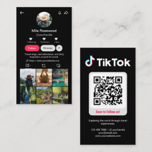 Tiktok-Profilfoto-Raster Folge mir QR-Code Schwarz Visitenkarte