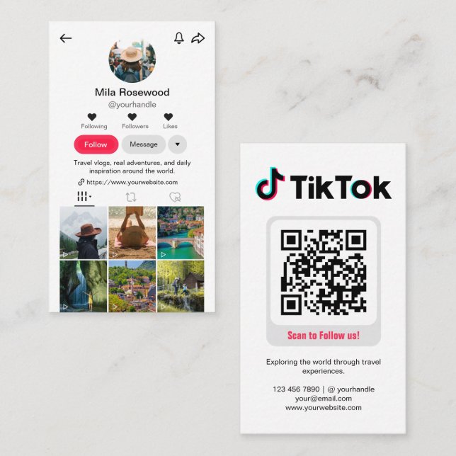 Tiktok-Profilfoto-Raster Folge mir QR-Code Visitenkarte (Vorne/Hinten)