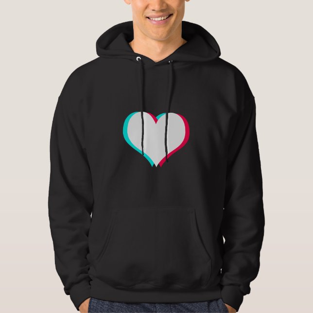 Tiktokherz| Tik Tok Herzschwarz Hoodie (Vorderseite)