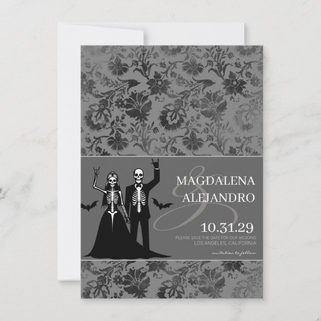 Til Death Dark Gray Floral Save The Date (Vorderseite)