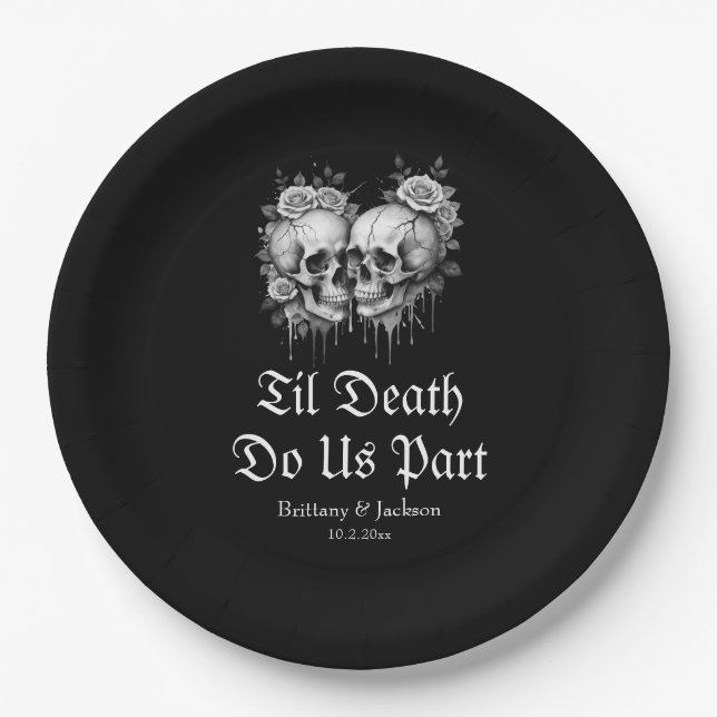 Til Death Do Uns Party Halloween Brautparty Pappteller (Vorderseite)