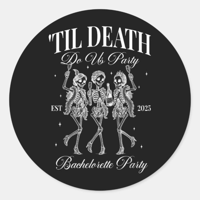 Til Death Do Uns Party Retro Halloween Bachelorett Runder Aufkleber (Vorderseite)