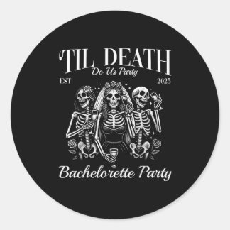 Til Death Do Uns Party Retro Skeleton Bachelorette Runder Aufkleber
