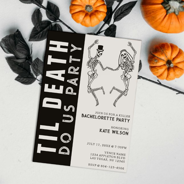 Til Death Do Uns Party Skeleton Couple Bachelorett Einladung (Til Death Do Us Party Skeleton Couple Bachelorette Invitation)