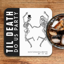 Til Death Do Uns Party Skeleton Couple Bachelorett Rechteckiger Pappuntersetzer