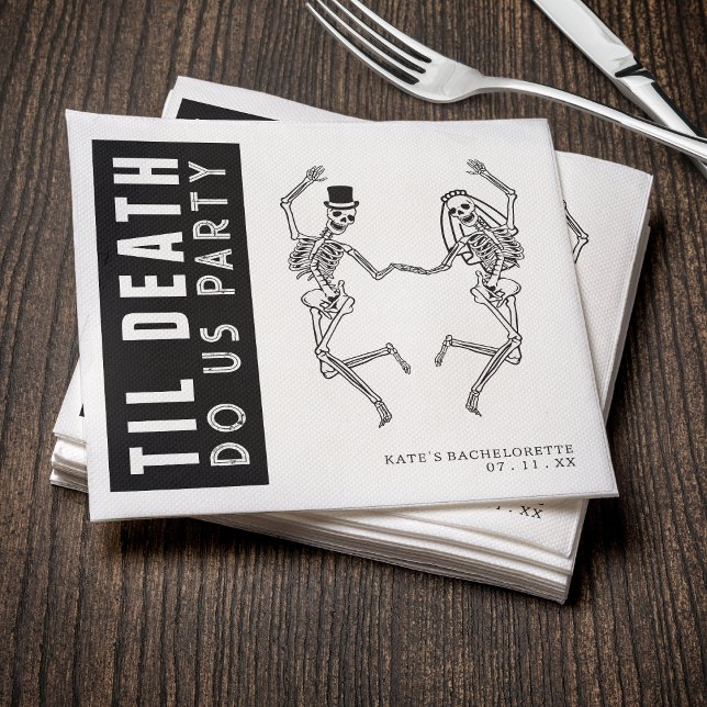 Til Death Do Uns Party Skeleton Couple Bachelorett Serviette (Til Death Do Us Party Skeleton Couple Bachelorette Napkins
)