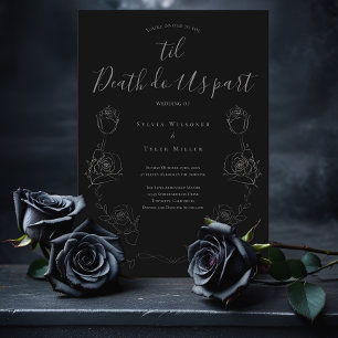Til Death Do us Part Black Gray Gothic Wedding Einladung