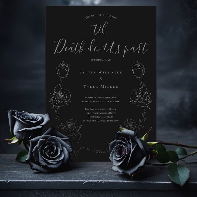 Til Death Do us Part Black Gray Gothic Wedding Einladung (Add this invitation to your cart for love meant to last until the very end.)