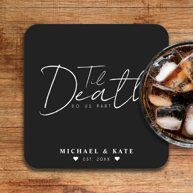 Til Death Do us Part Black Wedding Rechteckiger Pappuntersetzer (Til Death Do Us Part Black Wedding Square Paper Coaster
)