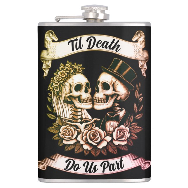 Til Death Do us Part: Bride & Groom Skelett Flachmann (Vorderseite)