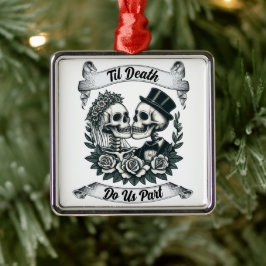 Til Death Do us Part: Bride & Groom Skelett Ornament Aus Metall