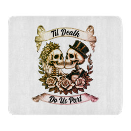 Til Death Do us Part: Bride & Groom Skelett Schneidebrett