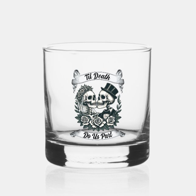 Til Death Do us Part: Bride & Groom Skelett Whiskyglas (Rückseite)