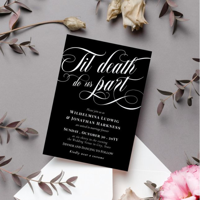 Til Death Do us Part Elegant Goth Wedding Einladung (Von Creator hochgeladen)