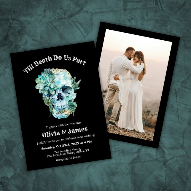 Til Death Do us Part Foto Halloween Hochzeit Einladung (Til Death Do Us Part Halloween Photo Wedding Invitation )