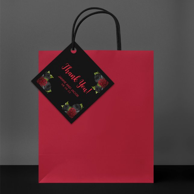 Til Death Do us Part Gothic Black and Rote Rose Geschenkanhänger (Von Creator hochgeladen)