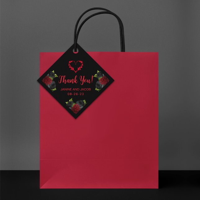 Til Death Do us Part Gothic Black and Rote Rose Geschenkanhänger (Von Creator hochgeladen)