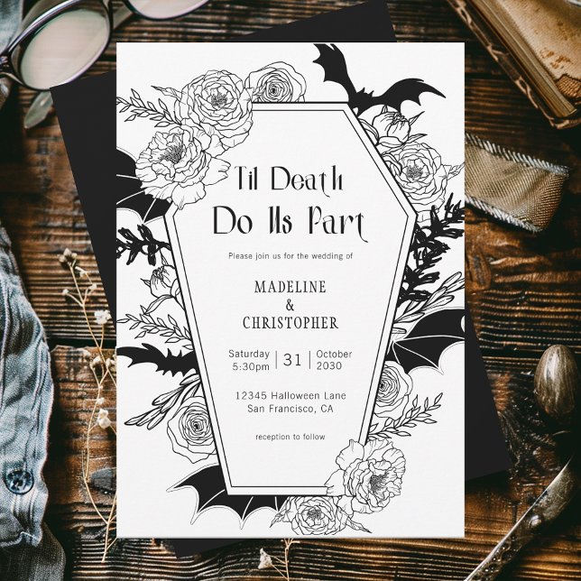 Til Death Do us Part Gothic Floral Wedding Einladung (Von Creator hochgeladen)