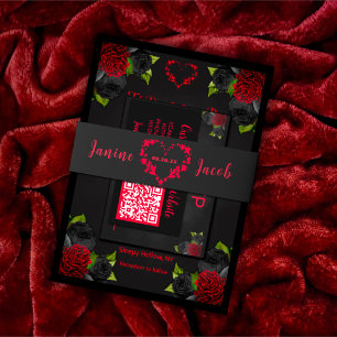 Til Death Do us Part Gothic Red Heart Wedding Einladungsbanderole