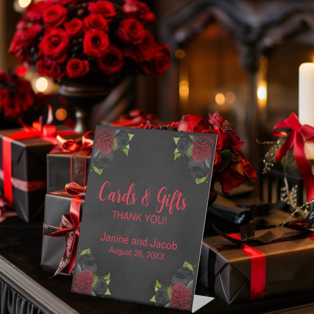 Til Death Do us Part Gothic Rote Rose Tischnummer Sockelschild (Von Creator hochgeladen)