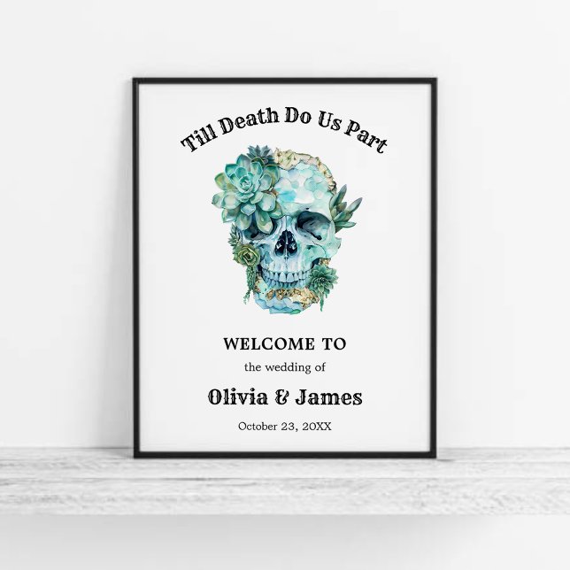 Til Death Do us Part Halloween Begrüßung Poster (Till Death Do Us Part Gothic Halloween Wedding Welcome Sign   )