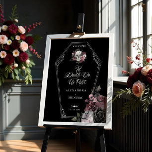 Til Death Do us Part Halloween Gothic Floral Skull Poster