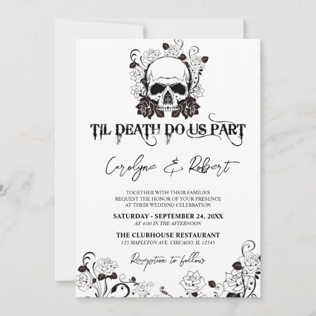 Til Death Do us Part Halloween Gothic Wedding Invi Einladung (Vorderseite)