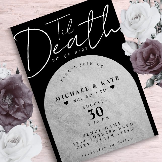 Til Death Do us Part Headstone Black Wedding Einladung (Til Death Do Us Part Headstone Black Wedding Invitation)