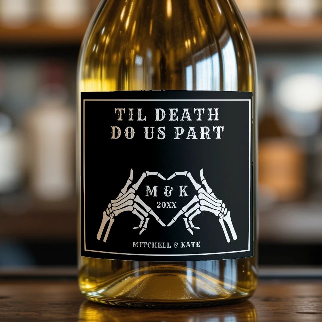 Til Death Do us Part Heart Hand Black Wedding (Til Death Do Us Part Heart Hand Black Wedding Sparkling Wine Label
)