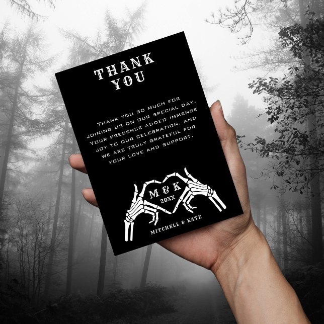 Til Death Do us Part Heart Hand Black Wedding Dankeskarte (Til Death Do Us Part Heart Hand Black Wedding Thank You Card
)